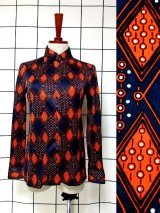 新商品 ネイビーvintage ブラウス/スカーフ UP