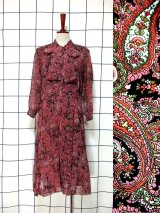 新商品  レトロモダン＆ボウタイ付ペイズリーワンピース UP