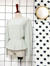 新商品 涼しげ素材×ドット×チェック柄長袖レトロVintage Blouse!!など UP