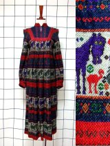 新商品 東京スタイル×オンワード×70'sニット秋冬ワンピース!!パッチワークデザイン×チロルスカート UP