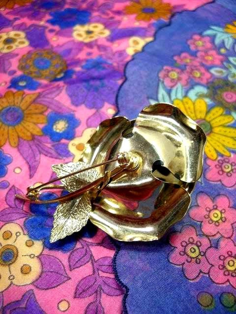 画像3: ☆　レトロアンティーク　ブローチ 11　大きな薔薇×黒×ゴールド　☆