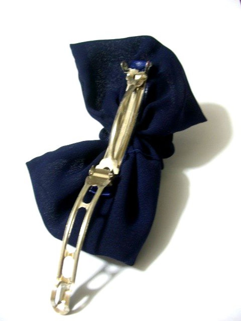 画像1: ☆ レトロアンティーク 小花柄×ネイビーシフォンリボン♪ レトロガーリーヘッドアクセ ☆