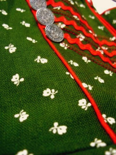 画像3: アンティークコインボタン 小花柄が可愛い フォークロア グリーン ディアンドル チロルワンピース ドイツ民族衣装 舞台 演奏会 フォークダンス オクトーバーフェスト 【1439】