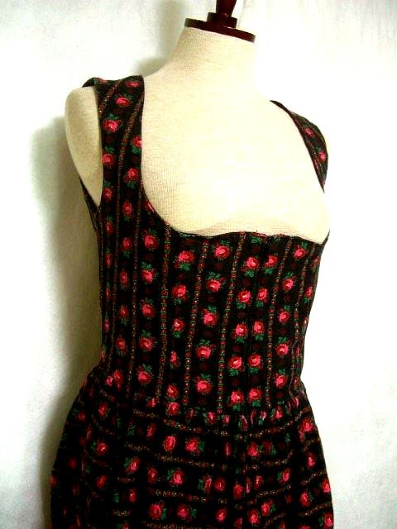 画像1: 大人可愛い リボンテープ×フラワー柄がキュート ディアンドル チロルワンピース ドイツ民族衣装 舞台 演奏会 フォークダンス オクトーバーフェスト 【1441】