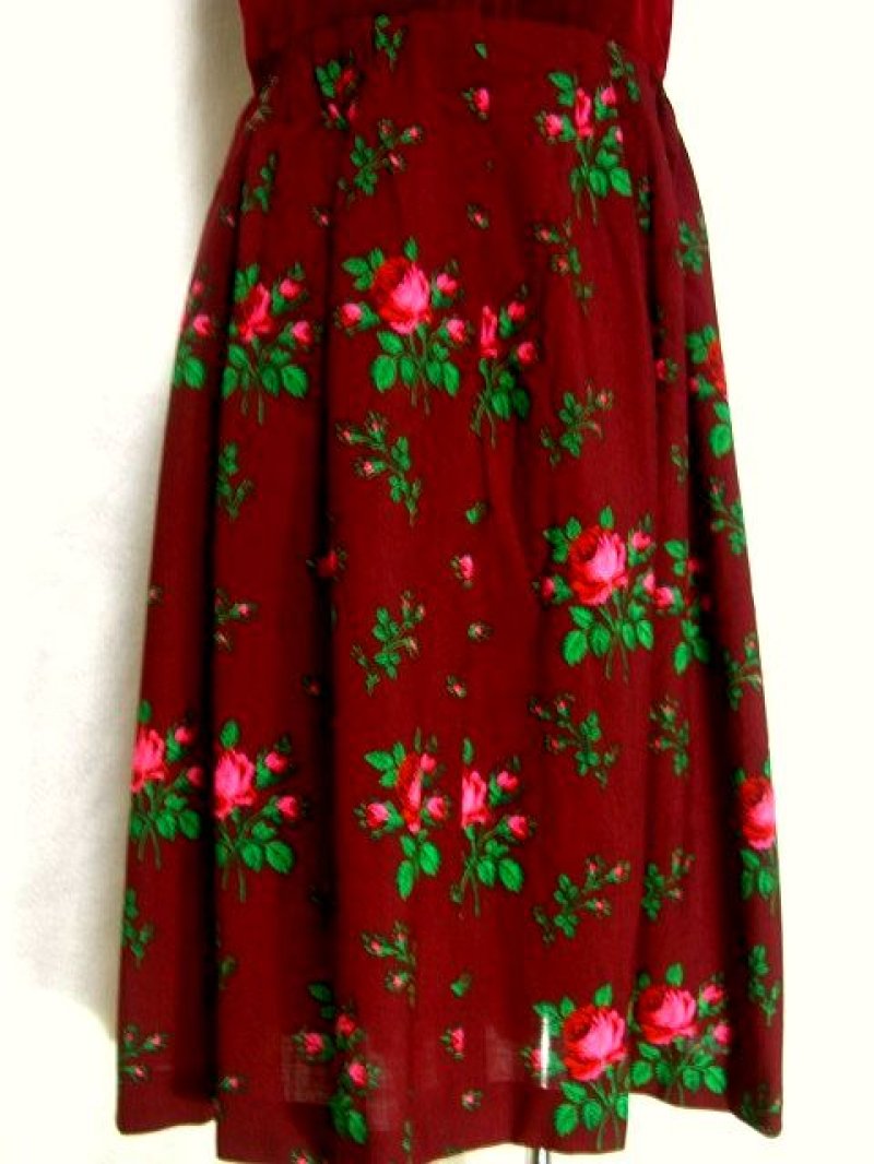 画像3: ベロア素材×アンティークフラワー柄プリント切り替えしが素敵 ディアンドル チロルワンピース ドイツ民族衣装 舞台 演奏会 フォークダンス オクトーバーフェスト 【1436】