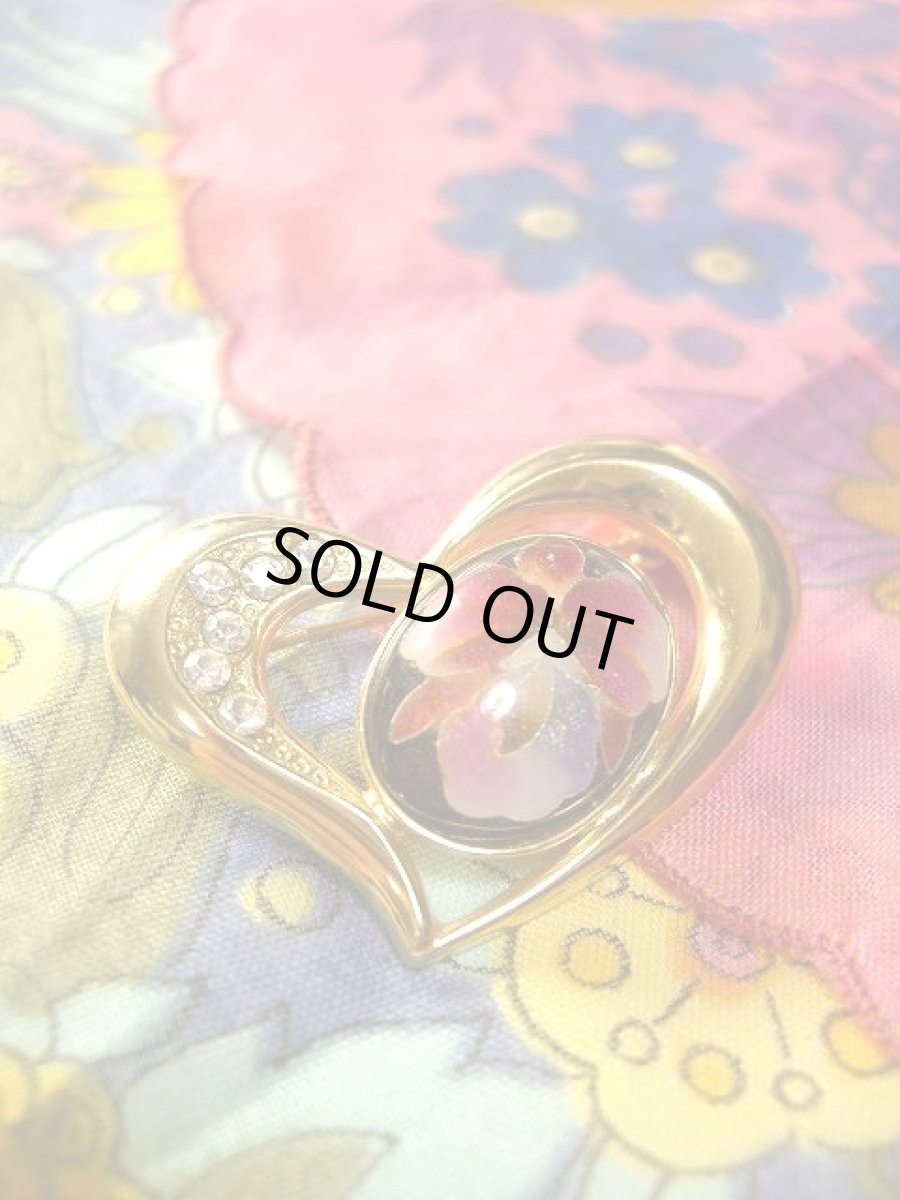 画像2: ☆　レトロアンティーク　ブローチ 22　ハート×フラワー　☆ (2)