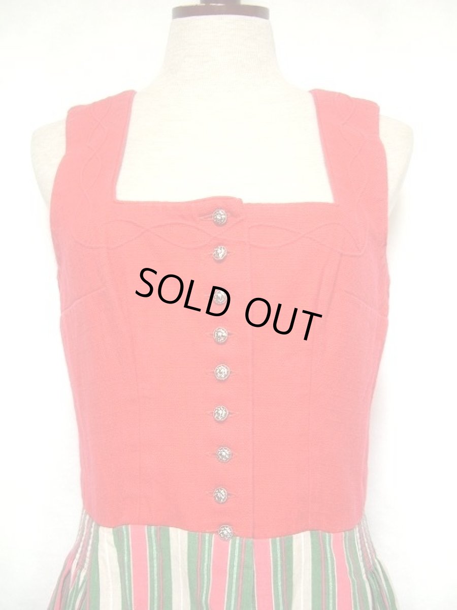 画像4: ストライプ柄切り替えデザインが素敵 こだわりありのコンチョボタン ディアンドル チロルワンピース ドイツ民族衣装 舞台 演奏会 フォークダンス オクトーバーフェスト 【1752】 (4)