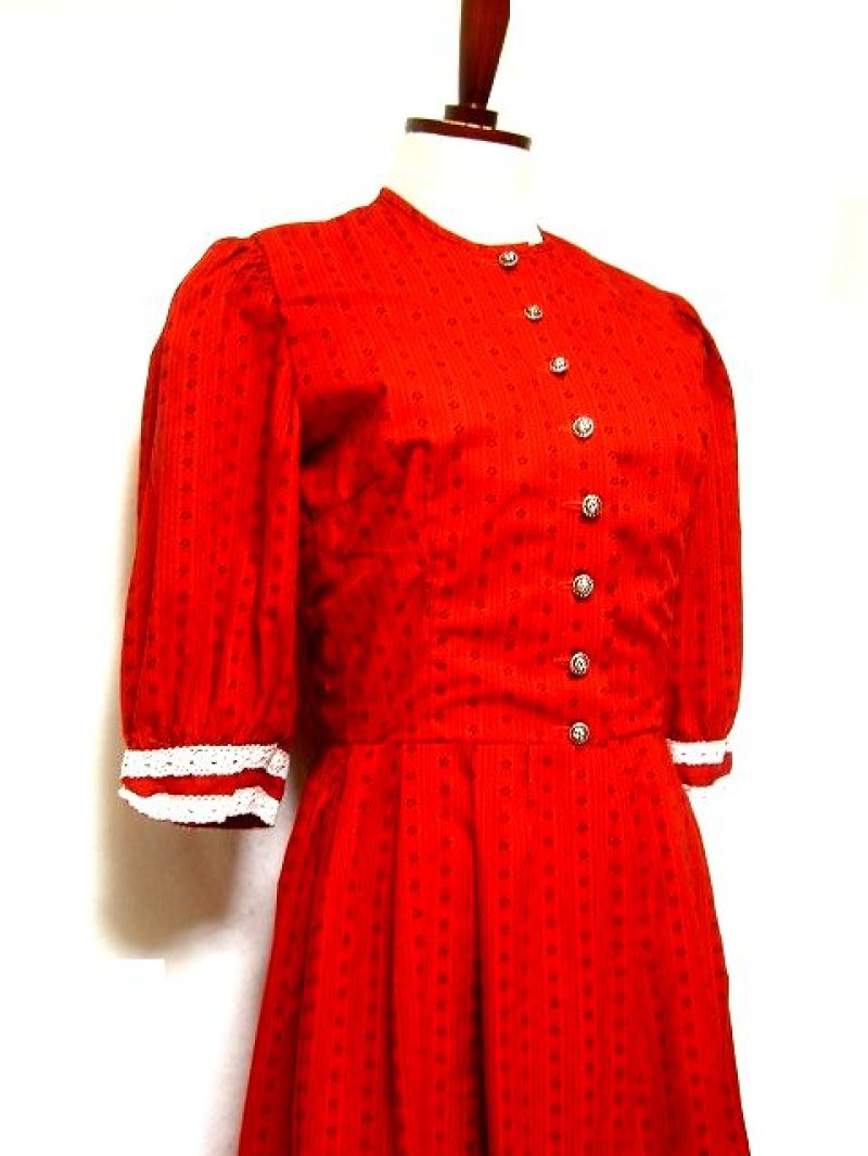 画像1: 小花レース柄がカワイイ!!ホワイトレース装飾 ディアンドル チロルワンピース ドイツ民族衣装 舞台 演奏会 フォークダンス オクトーバーフェスト 【2089】