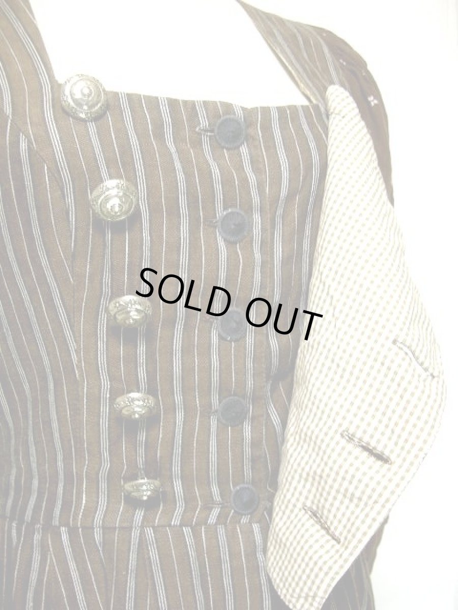 画像4: 小花柄×ストライプ柄 乙女ガーリー ブラウン ディアンドル チロルワンピース ドイツ民族衣装 舞台 演奏会 フォークダンス オクトーバーフェスト 【2087】 (4)