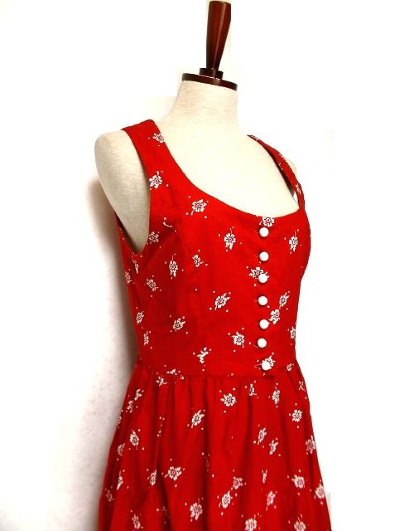 画像1: さらっと着こなして可愛い ドット柄×小花柄プリント レトロガーリー ディアンドル チロルワンピース ドイツ民族衣装 舞台 演奏会 フォークダンス オクトーバーフェスト 【2264】