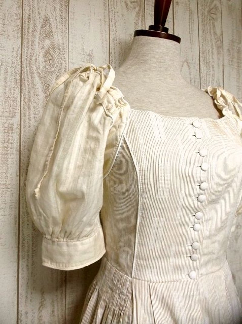 画像1: パフスリーブリボン ナチュラルガーリー ディアンドル チロルワンピース ドイツ民族衣装 舞台 演奏会 フォークダンス オクトーバーフェスト 【2377】