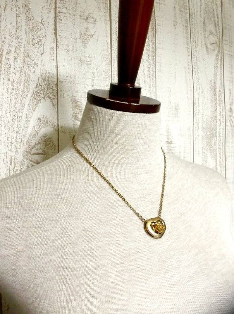 画像2: ☆　レトロアンティークネックレス＆ペンダント　36　ハート×フラワー　☆
