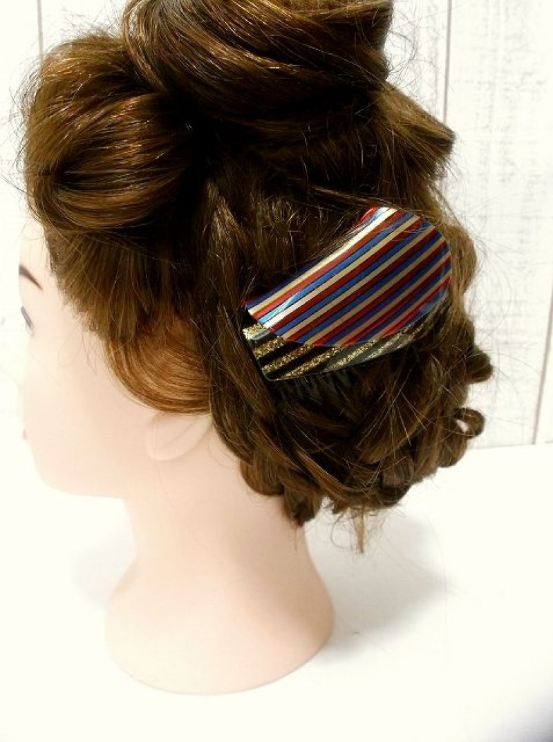 画像3: ☆ フランスパリのヘアアクセサリー 70'sFrance dead stockカラフルボーダー ☆