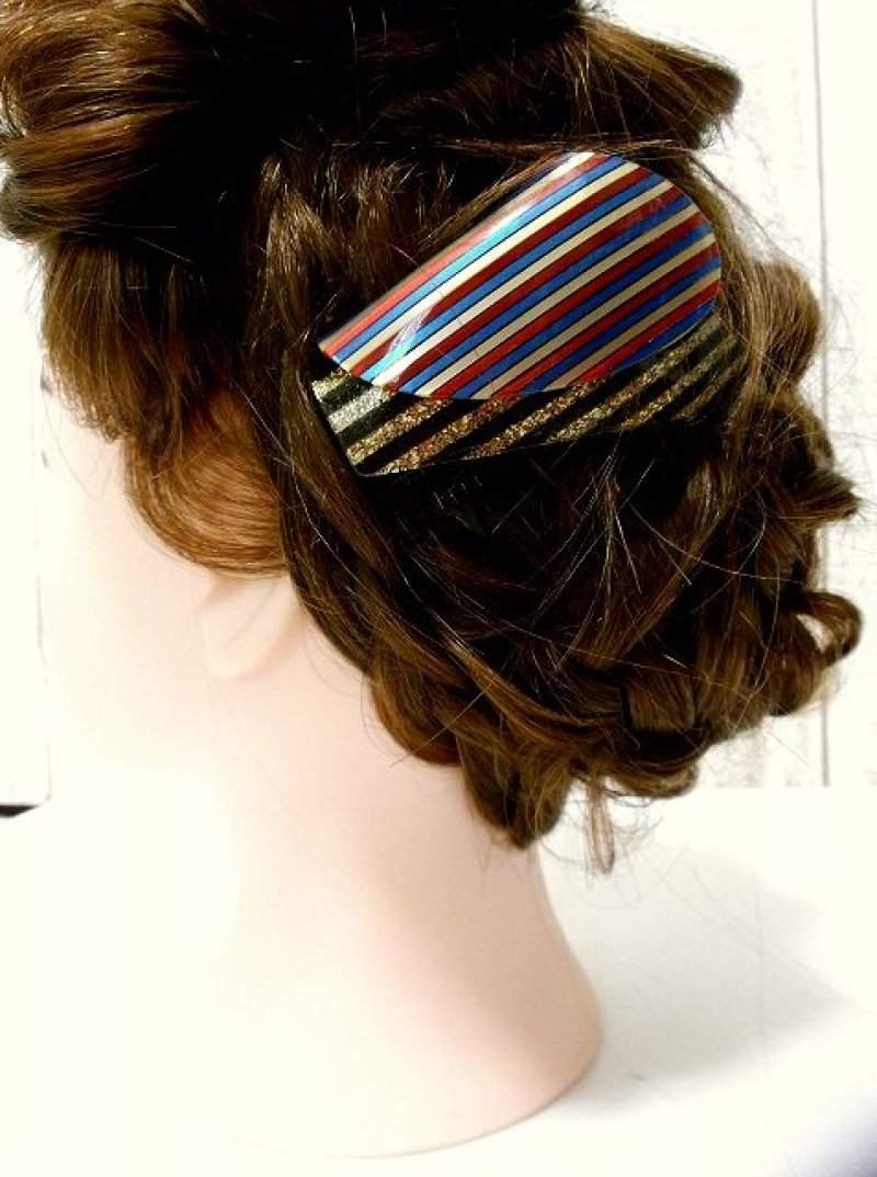 画像3: ☆　フランスパリのヘアアクセサリー　70'sFrance ｄead stockブラック×ゴールド　☆