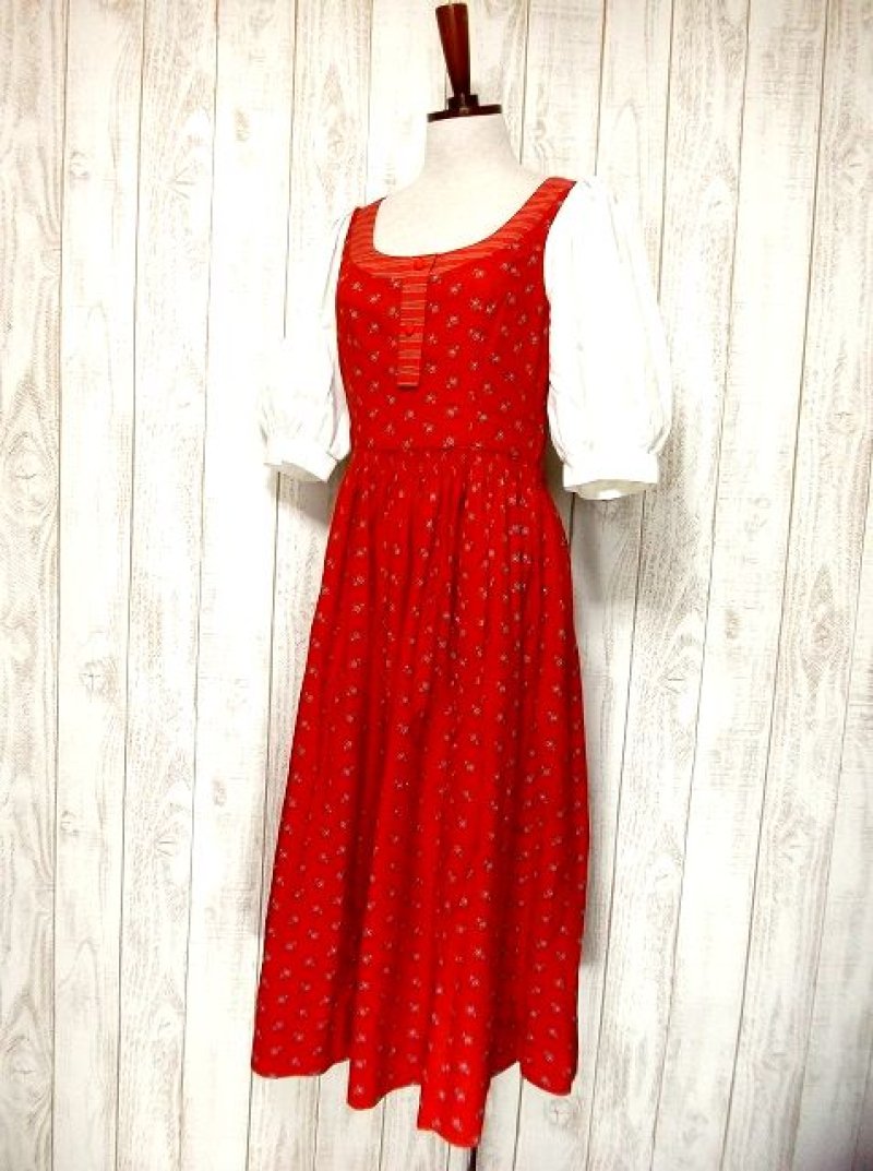 画像2: ふんわりパフスリーブ 背中レースアップが可愛い シルエットが綺麗な小花柄 ディアンドル チロルワンピース ドイツ民族衣装 舞台 演奏会 フォークダンス オクトーバーフェスト 【2476】