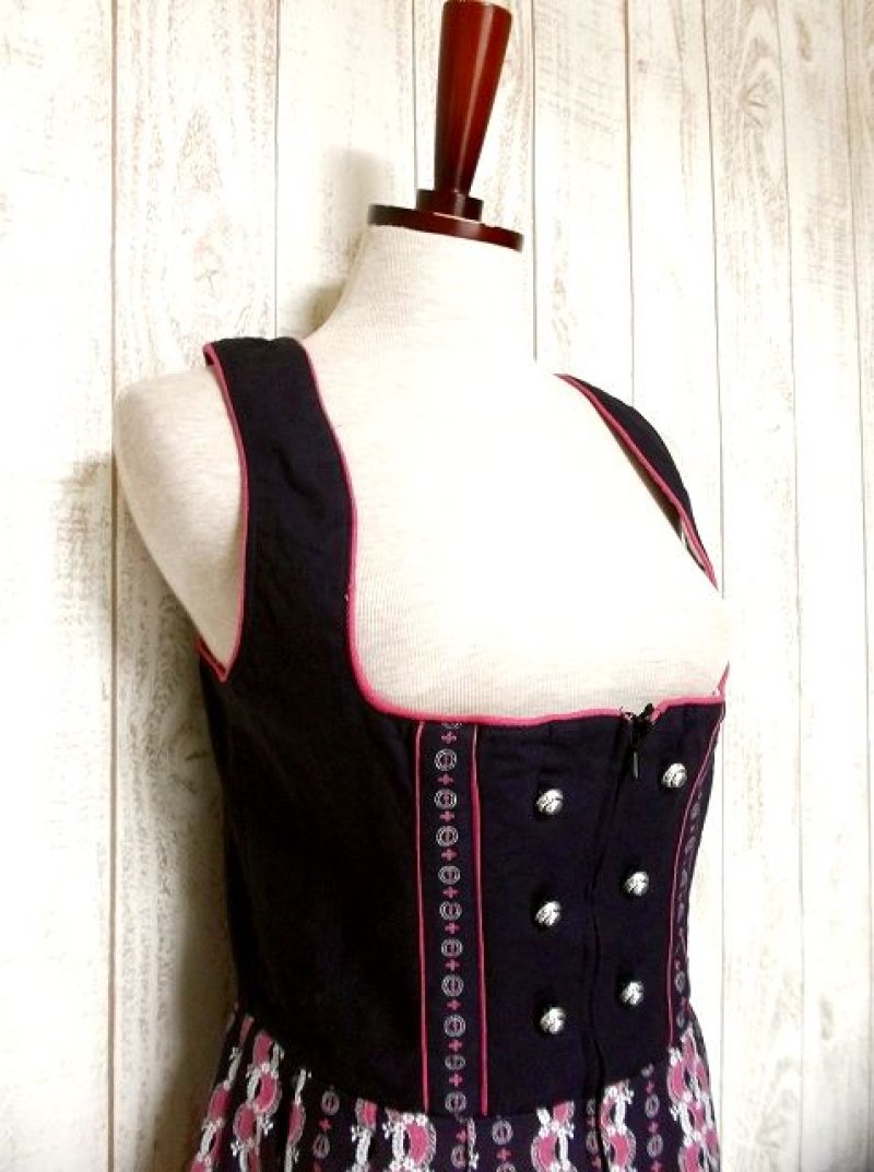 画像1: PINK×パープル レース柄が可愛い 大人可愛い切り替えし ディアンドル チロルワンピース ドイツ民族衣装 舞台 演奏会 フォークダンス オクトーバーフェスト 【2551】