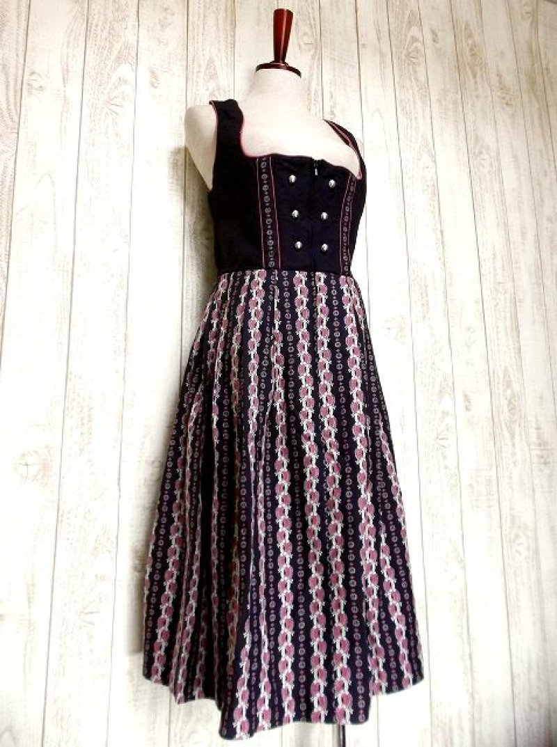 画像2: PINK×パープル レース柄が可愛い 大人可愛い切り替えし ディアンドル チロルワンピース ドイツ民族衣装 舞台 演奏会 フォークダンス オクトーバーフェスト 【2551】