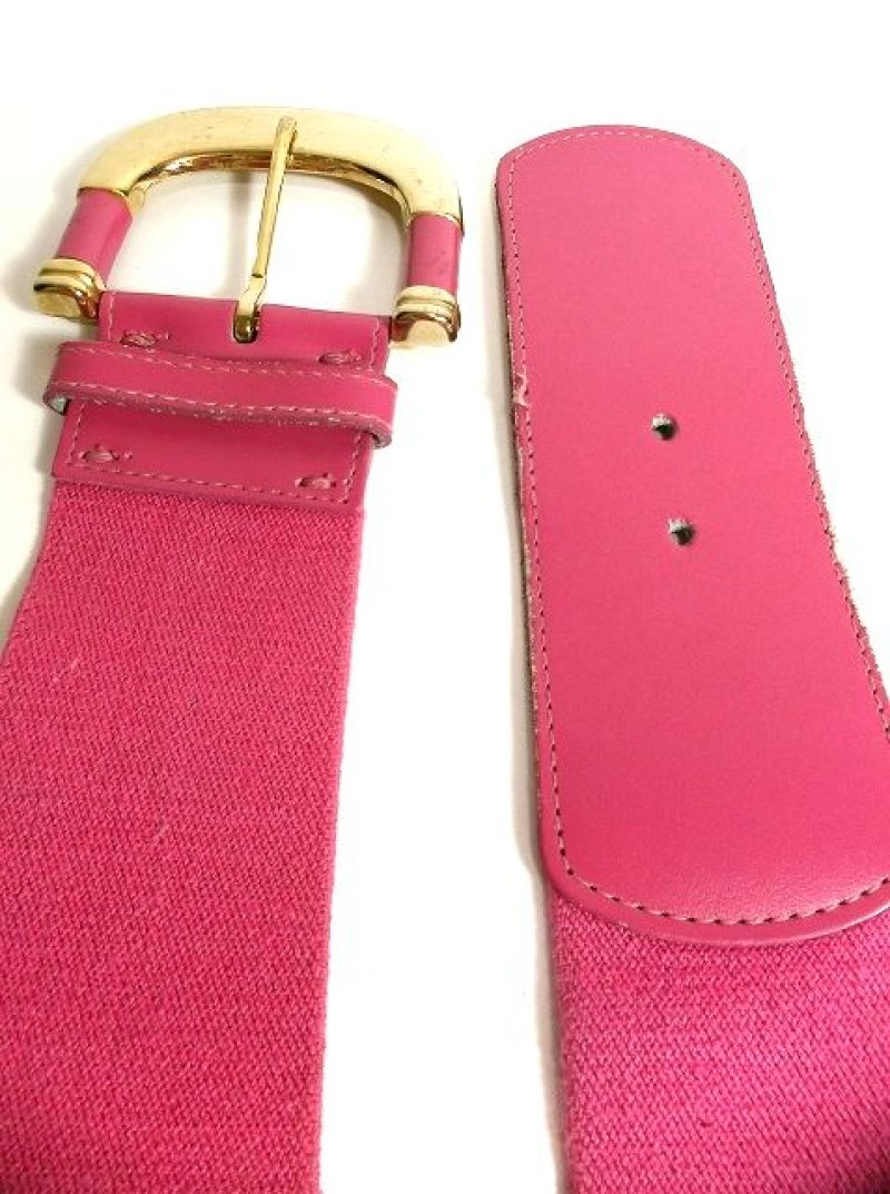 画像3: ピンク レザー ゴム レトロアンティーク ヴィンテージ USA 古着 ベルト【2502】