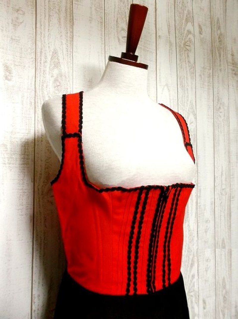 画像1: リボンテープ装飾 大人レトロクラシカル キレイなシルエットライン ディアンドル チロルワンピース ドイツ民族衣装 舞台 演奏会 フォークダンス オクトーバーフェスト 【1437】