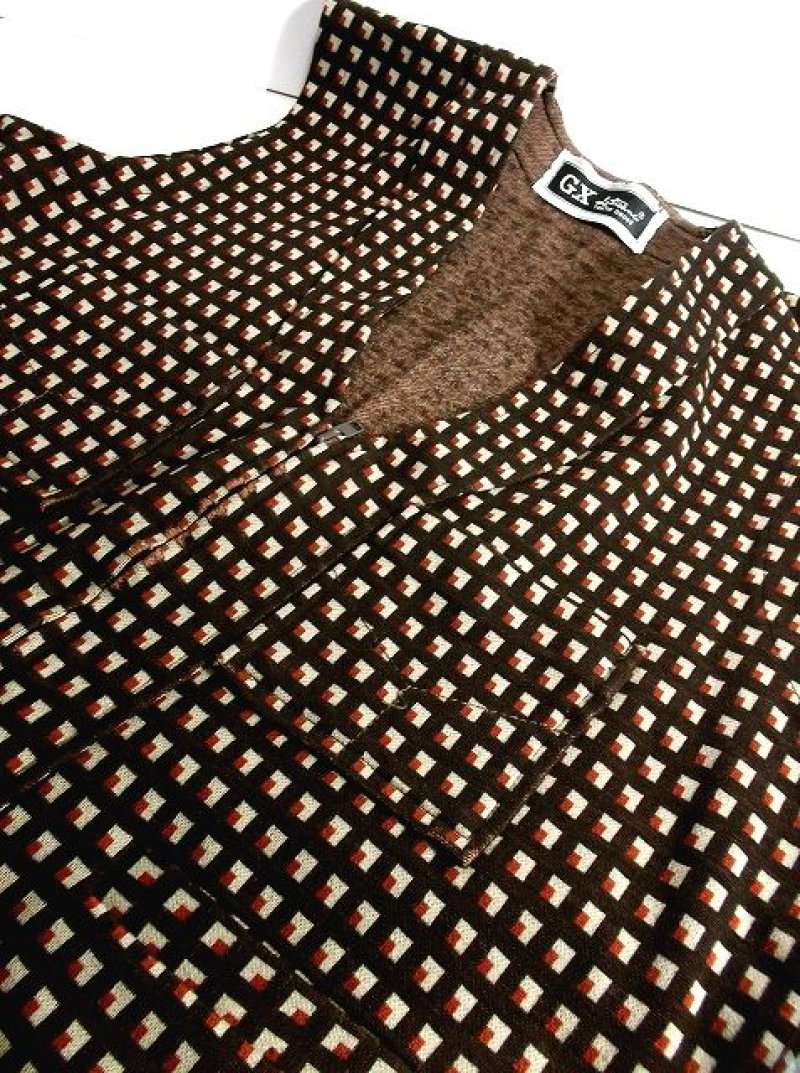 画像3: レトロ柄が可愛い!!ブラウン×オレンジ ジッパーベスト