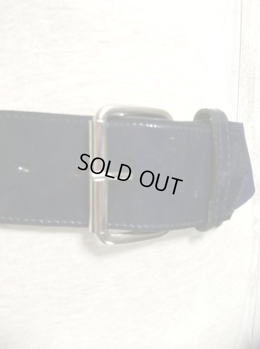 画像2: ネイビー エナメル ゴム レトロアンティーク ヴィンテージ USA 古着 ベルト【2859】 (2)