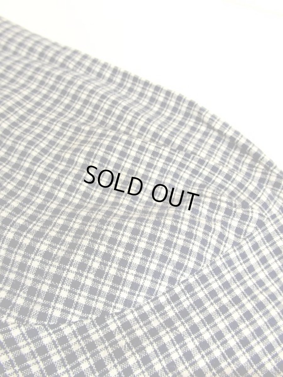 画像5: チェック柄 ホワイトレース ネイビー ホワイト ふんわり袖 レトロ ガーリー 長袖 ヨーロッパ古着 ヴィンテージドレス 【3074】 (5)