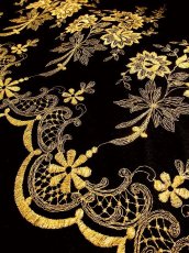 画像3: ヨーロッパ古着×贅沢なフラワー刺繍が素晴らしい×ウエストキュッとスカートふんわりライン×ふんわりパフスリーブ大人デザイン×レトロヴィンテージドレス (3)