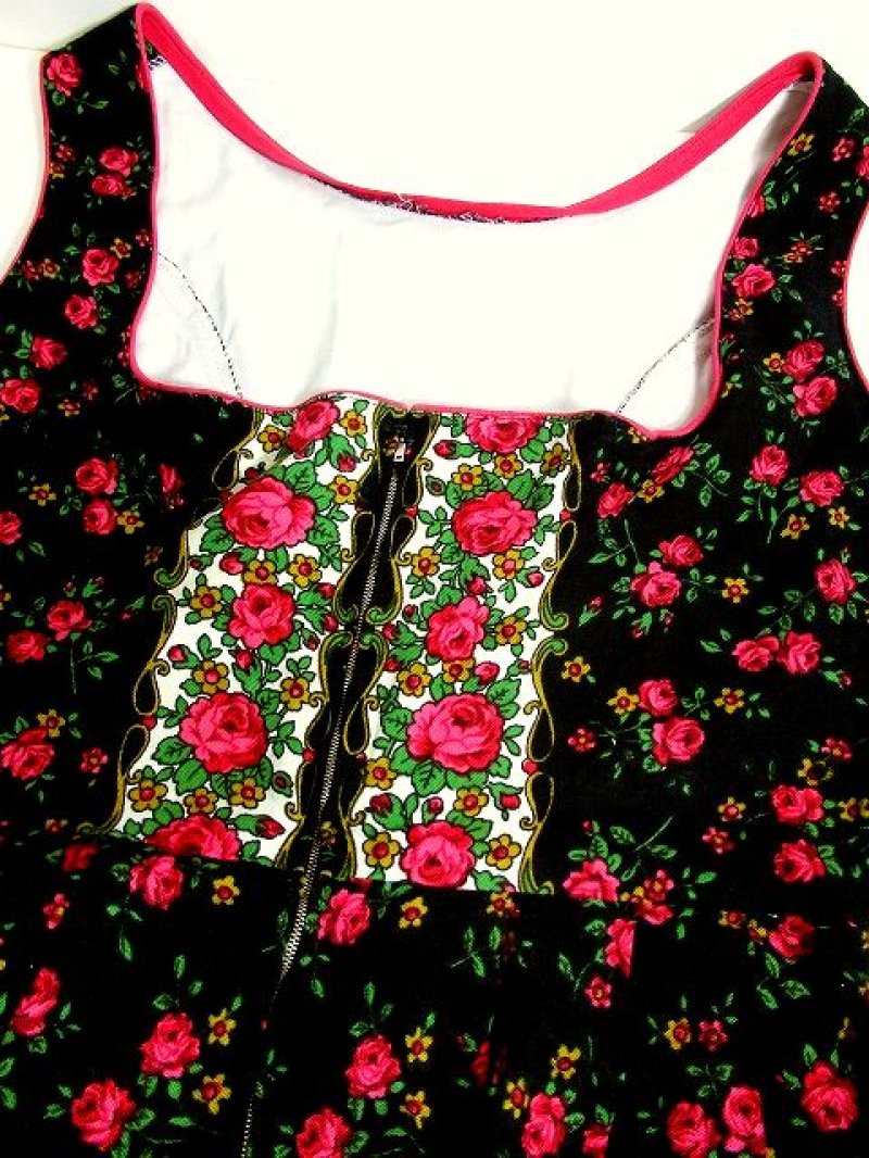 画像3: 薔薇柄×お花アンティークレース装飾 PINKパイピング 大人クラシカルガーリー ディアンドル チロルワンピース ドイツ民族衣装 舞台 演奏会 フォークダンス オクトーバーフェスト 【3231】