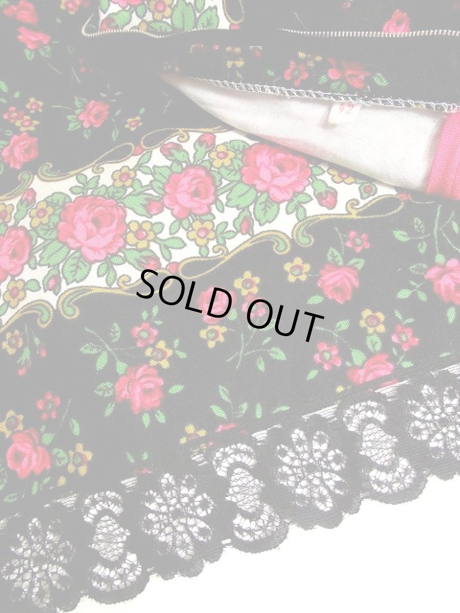 画像5: 薔薇柄×お花アンティークレース装飾 PINKパイピング 大人クラシカルガーリー ディアンドル チロルワンピース ドイツ民族衣装 舞台 演奏会 フォークダンス オクトーバーフェスト 【3231】 (5)