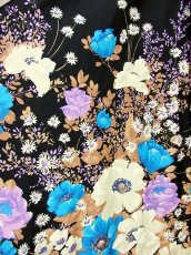 画像5: ヨーロッパ古着×フレアー袖×レース編み装飾×綺麗なアンティークフラワープリントが素晴らしい×華やか大人ヨーロピアンヴィンテージドレス (5)