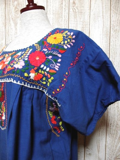 画像3: 鳥×花手刺繍がたっぷり丁寧に施された温かみのあるVintageメキシカンドレス1×鳥×花