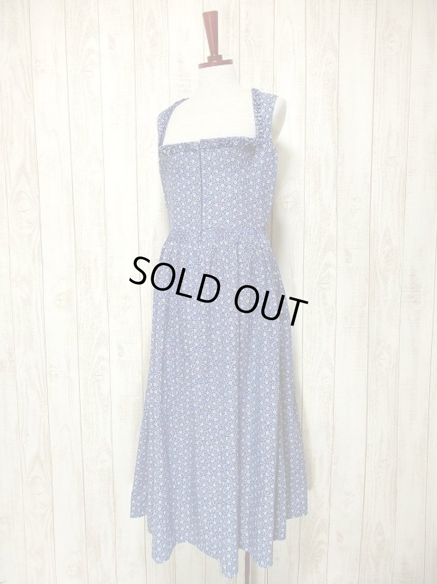 画像2: ネイビー×ホワイト!!小花柄が可愛い オーストリア製 ディアンドル チロルワンピース ドイツ民族衣装 舞台 演奏会 フォークダンス オクトーバーフェスト 【3350】 (2)