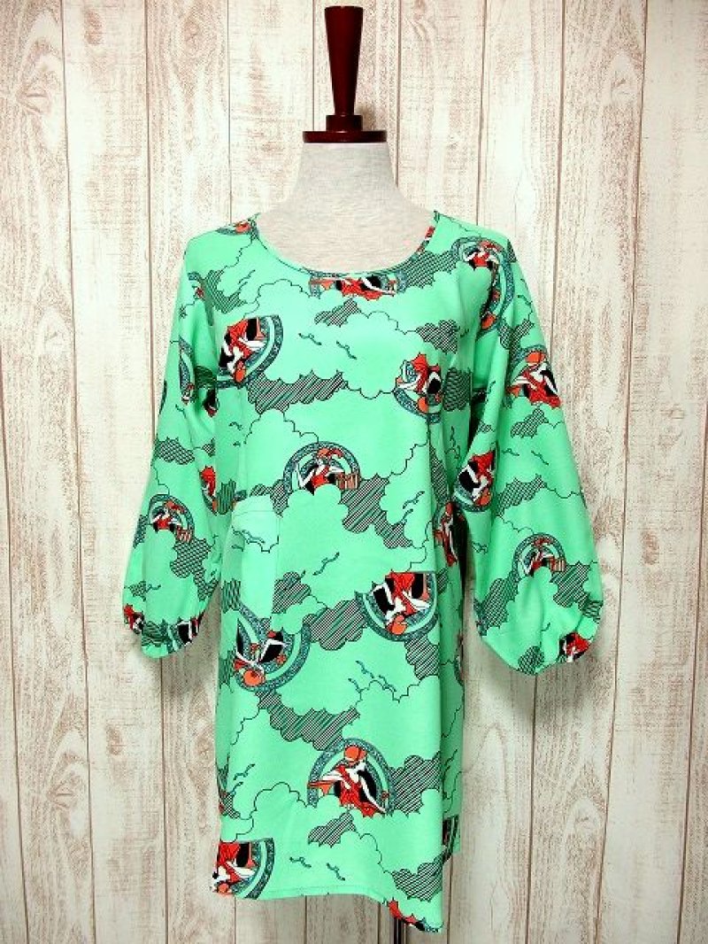 画像1: 60's70'sヴィンテージ レトロエプロンドレス dead stock