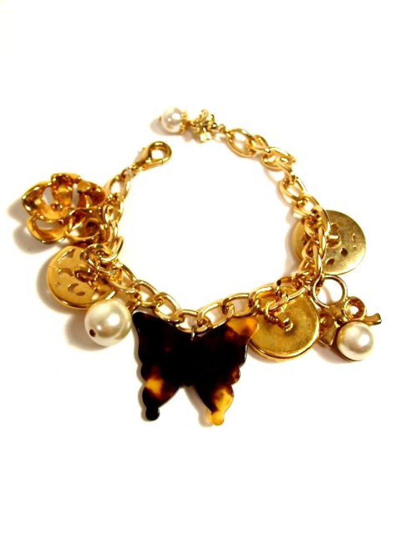 画像2: ハンドメイドアクセサリー ブレスレット バタフライ パール レトロヴィンテージパーツ 手作り【3528】SALE割引き対象外