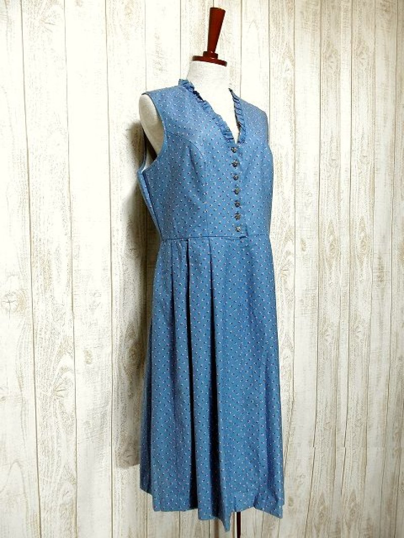 画像1: ガーリーなPINK小花柄が可愛いすぎる フリル装飾 お花コンチョボタン ディアンドル チロルワンピース ドイツ民族衣装 舞台 演奏会 フォークダンス オクトーバーフェスト 【3609】