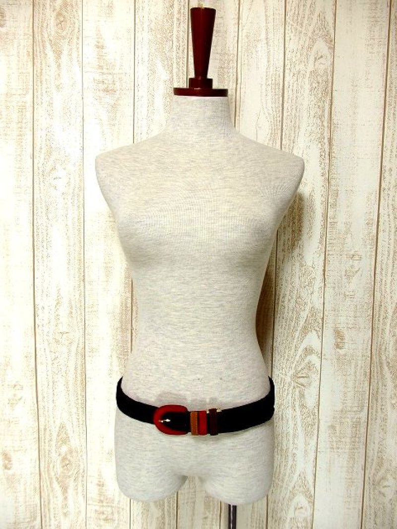 画像1: ブラック レトロアンティーク ヴィンテージ 古着 ベルト【3658】