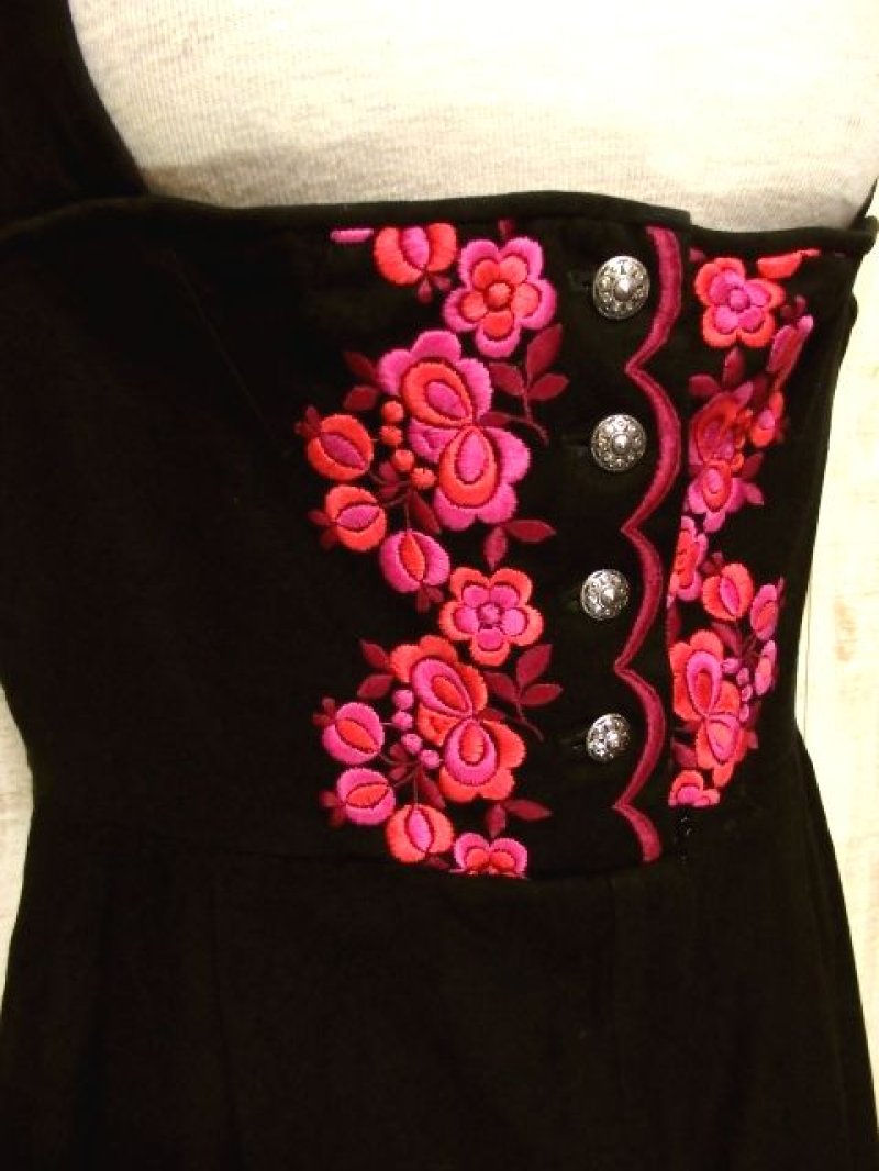 画像1: 豪華なぷっくりPINKお花刺繍が可愛すぎる 乙女×クラシカルガーリー ディアンドル チロルワンピース ドイツ民族衣装 舞台 演奏会 フォークダンス オクトーバーフェスト 【3714】