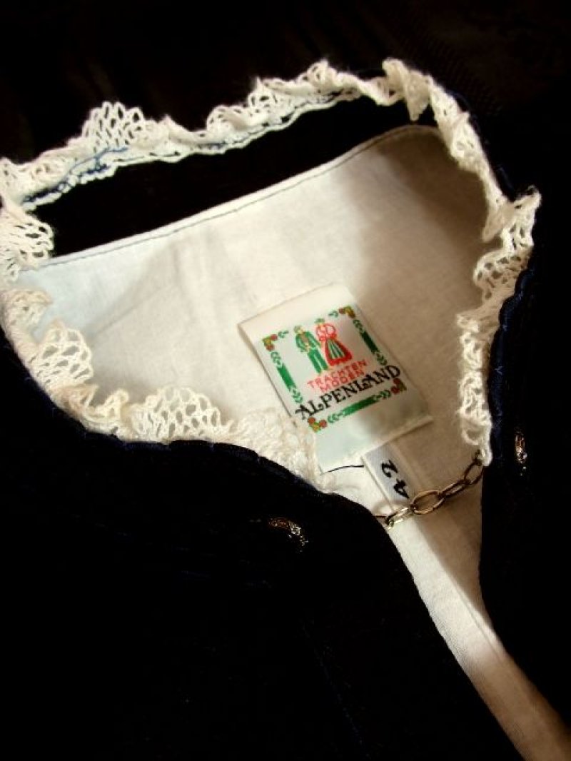 画像3: 刺繍が施された逸品 アンティークコットンレース・ベルベットリボンテープ装飾 ディアンドル チロルワンピース ドイツ民族衣装 舞台 演奏会 フォークダンス オクトーバーフェスト 【3799】