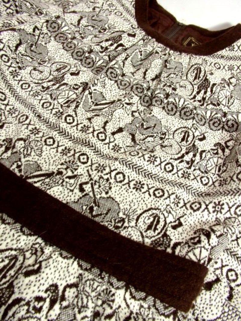 画像3: 人物柄がめずらしい♪ シルエットが綺麗!! 1970年代頃の魅力溢れる★ニットヴィンテージワンピース