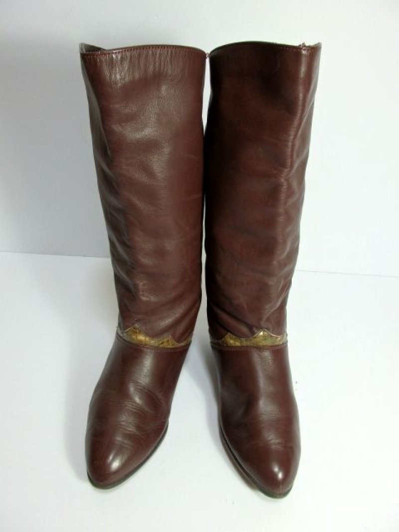 画像1: ヨーロッパ製　本革レザー★vintageならではの風合いがお洒落!!大人レトロアンティークstyle♪デイリーに大活躍　ヨーロピアンブーツ　ブラウン