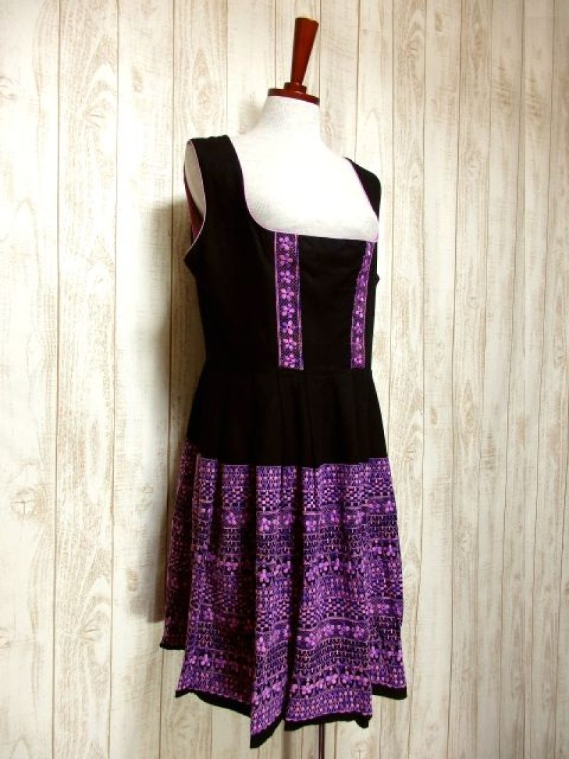 画像1: お花刺繍×レース柄刺繍に釘付け 綺麗なパープルカラーグラデーション ディアンドル チロルワンピース ドイツ民族衣装 舞台 演奏会 フォークダンス オクトーバーフェスト 【4022】