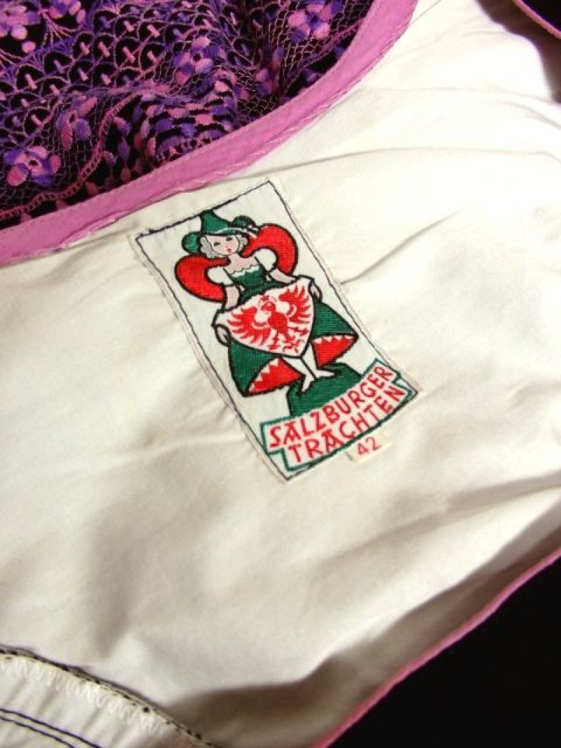 画像3: お花刺繍×レース柄刺繍に釘付け 綺麗なパープルカラーグラデーション ディアンドル チロルワンピース ドイツ民族衣装 舞台 演奏会 フォークダンス オクトーバーフェスト 【4022】