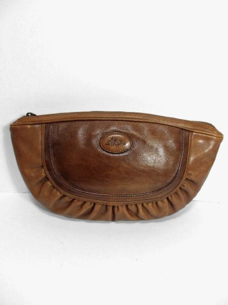 画像1: ころんとしたカタチ 本革レザー 色合い風合いが素敵 カラーステッチ レディース レトロ クラッチ 鞄 バッグ