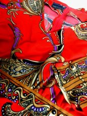 画像7: ヨーロッパ古着　素晴らしいレトロアンティークスカーフ柄パターンが360度広がる〜♪華やかレトロサイケ70's大人ヴィンテージドレス 　衣装にもおすすめ (7)
