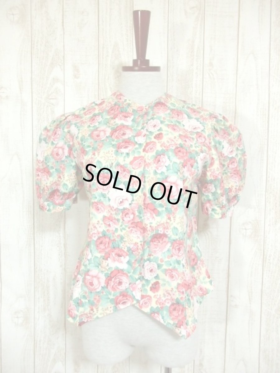 画像6: USA古着　Pinkアンティークフラワー×大人アンティークガーリー♪キラっと光るレトロアンティークボタンもCUTE★ふんわりパフスリーブ♪ヴィンテージセットアップ (6)