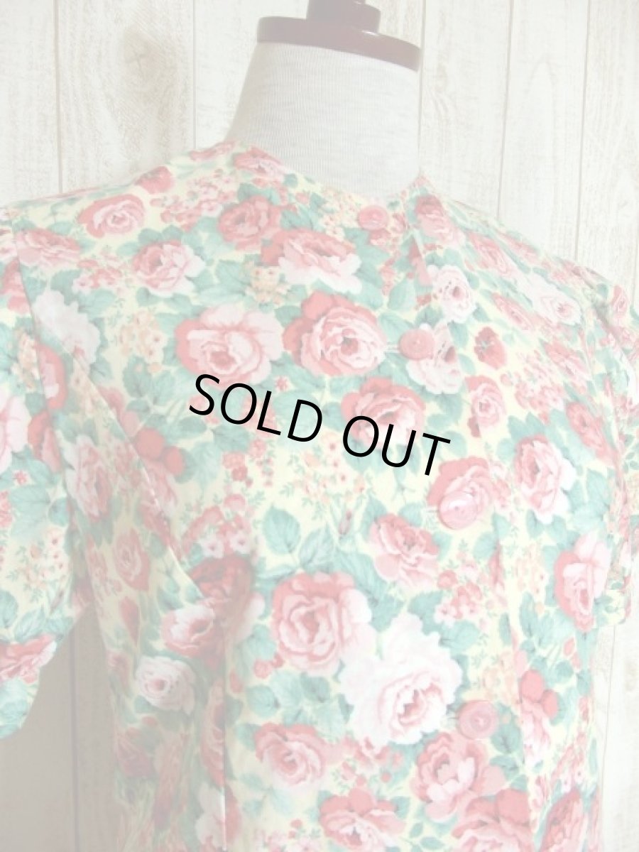 画像3: USA古着　Pinkアンティークフラワー×大人アンティークガーリー♪キラっと光るレトロアンティークボタンもCUTE★ふんわりパフスリーブ♪ヴィンテージセットアップ (3)