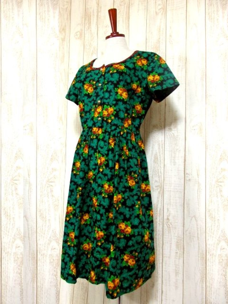 画像1: チロルワンピース 花柄 ジグザグテープ ドイツ民族衣装 オクトーバーフェスト