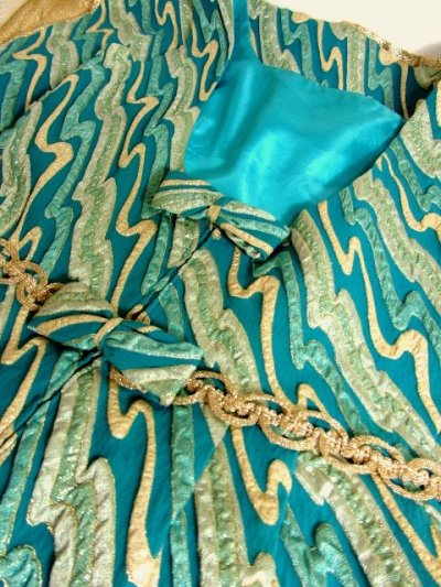 画像3: ヨーロッパ古着×フロントジッパー×ダブルリボン装飾×華やかレトロアンティーク×大人ヴィンテージドレス 衣装におすすめ