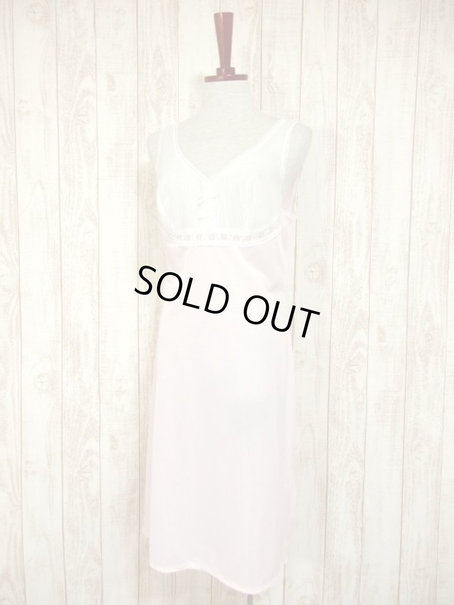 画像2: ヨーロッパ古着　ワンピースにはもちろん♪重ね着にも便利で可愛い!!ヨーロッパスリップドレスワンピース　オフホワイト×ペールピンク (2)