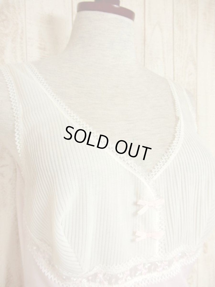 画像3: ヨーロッパ古着　ワンピースにはもちろん♪重ね着にも便利で可愛い!!ヨーロッパスリップドレスワンピース　オフホワイト×ペールピンク (3)